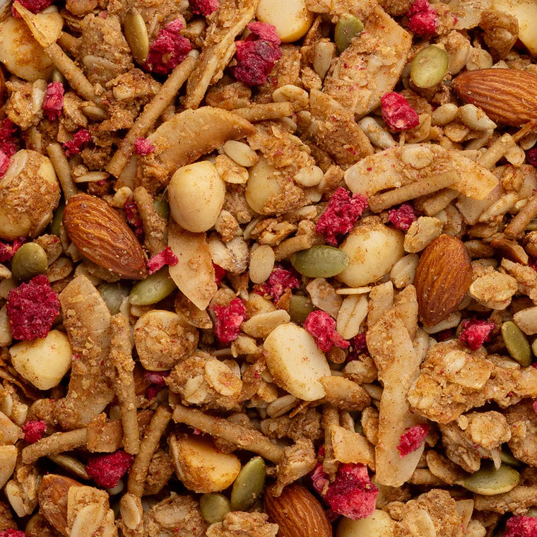 Brookfarm Low Sugar Granola Macadamia Raspberry 400g