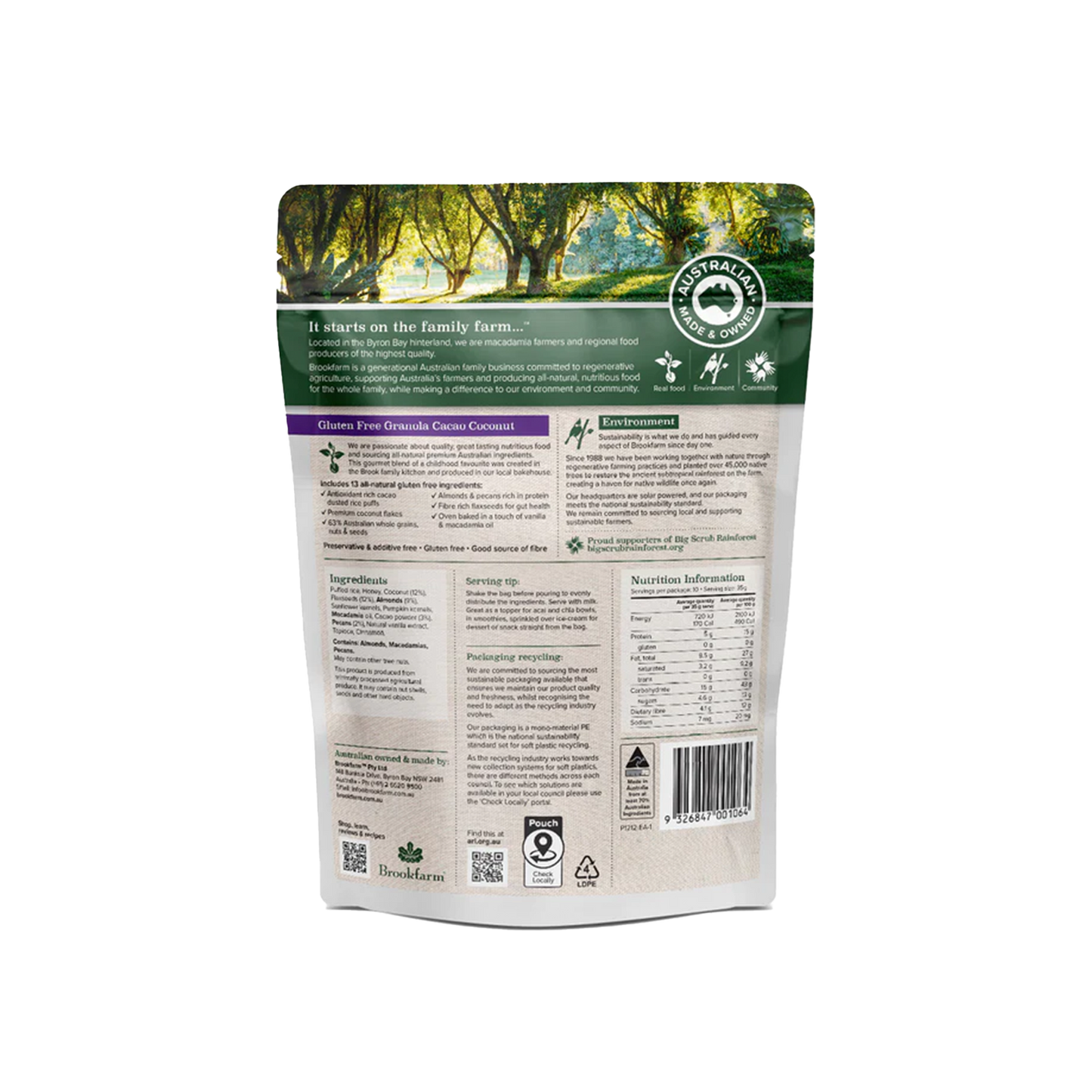 Brookfarm Gluten Free Granola Cacao Coconut 350g