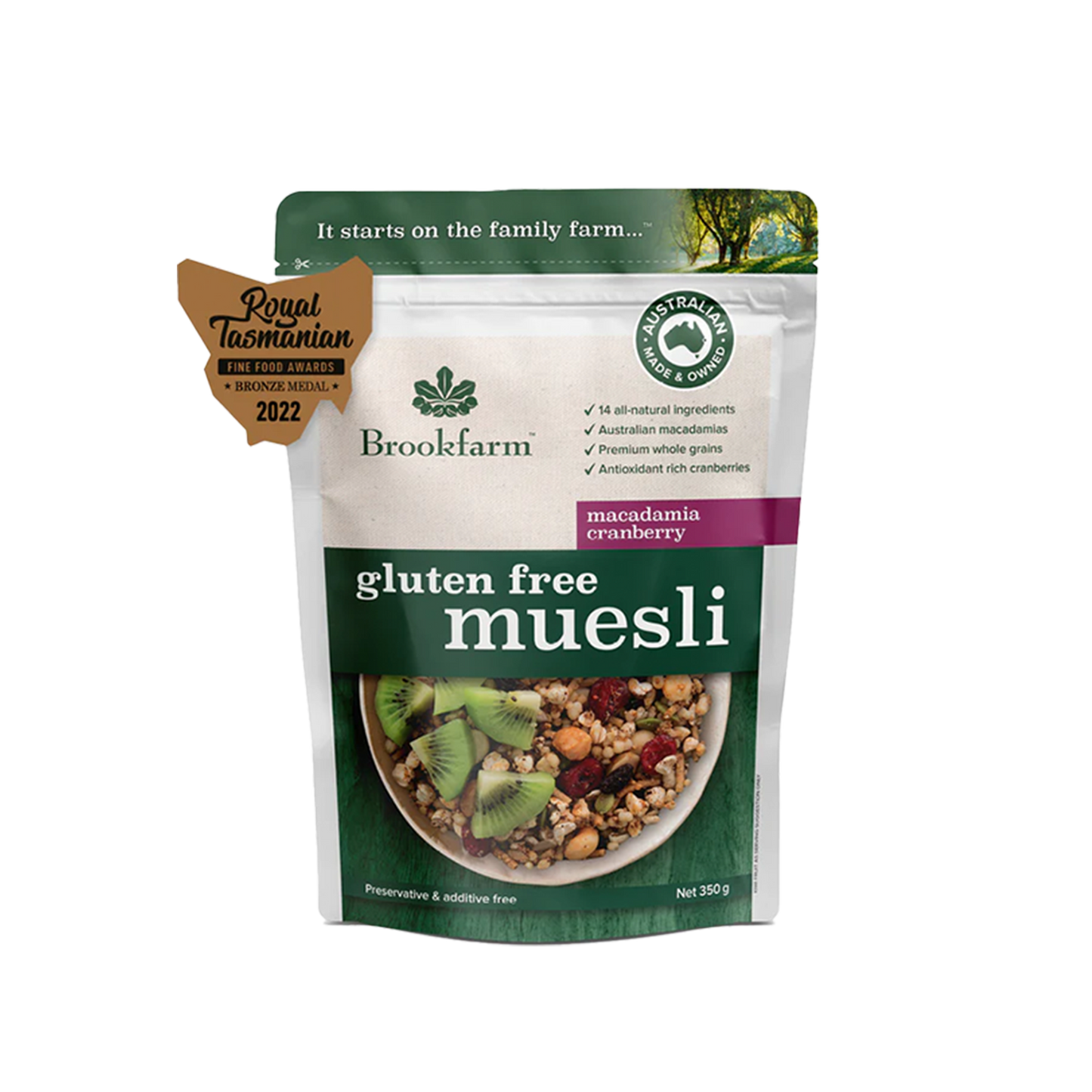 Brookfarm Gluten Free Muesli Macadamia Cranberry 350g
