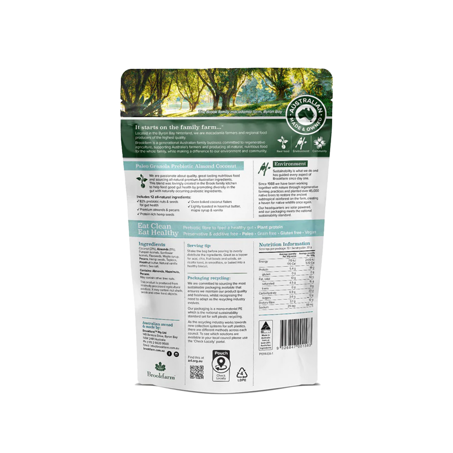 Brookfarm Prebiotic Paleo Granola Almond Coconut 300g