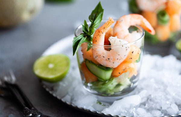 Rockmelon & Cucumber Prawn Cocktails