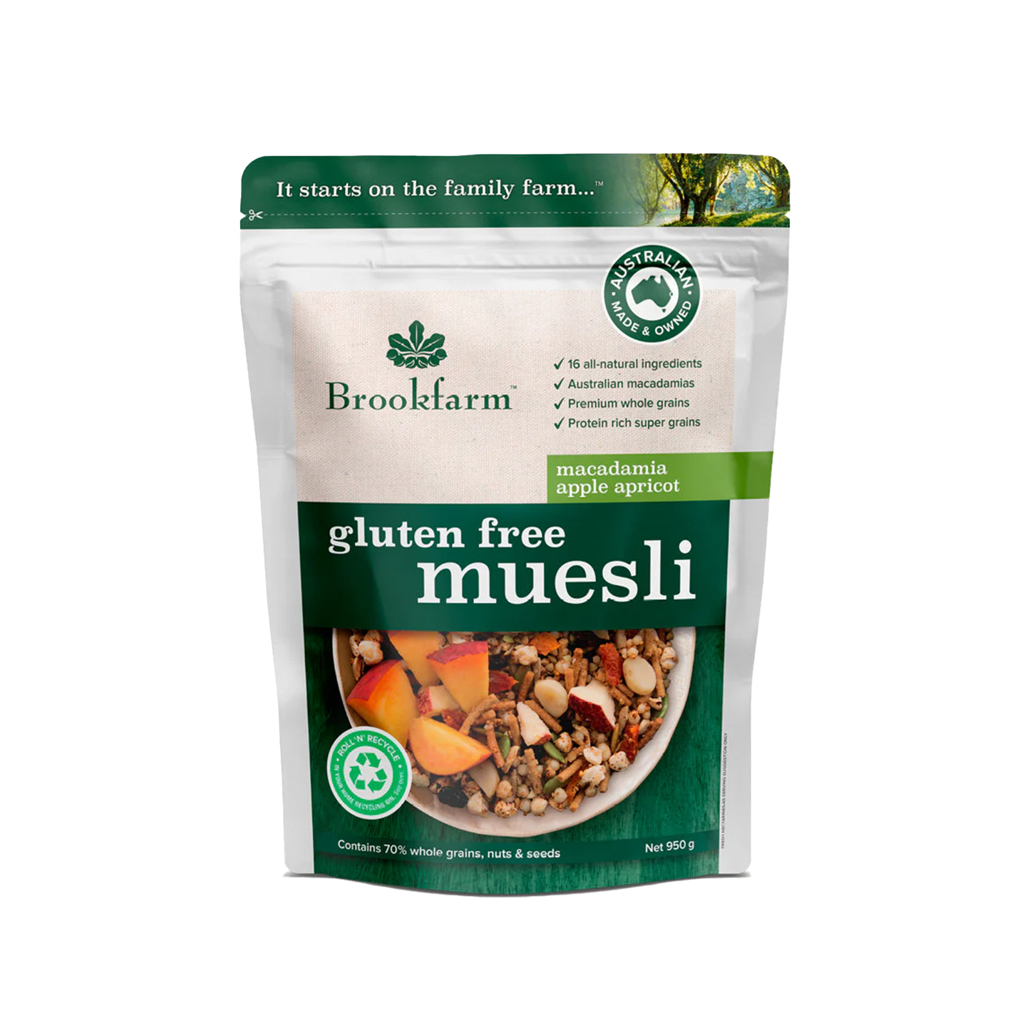 Brookfarm Apricot & Apple Muesli Gluten Free - 950G