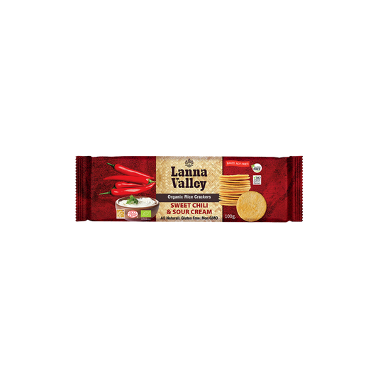 Lanna Valley Organic Rice Crackers - Sweet Chili & Sour Cream 100g