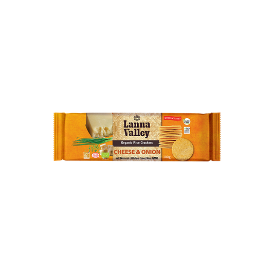 Lanna Valley Organic Rice Crackers - Cheese & Onion 100g