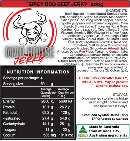 Mad House Jerky - Spicy BBQ 200g